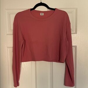 Sunday Best Dusty Rose Waffle-Knit Cropped Long Sleeve Top